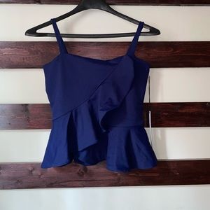 Susana Monaco Blue Ruffle Tank